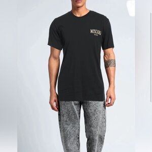 NEW Moschino Swim Men’s Short-Sleeve Logo T-Shirt Black Animal Print Medium